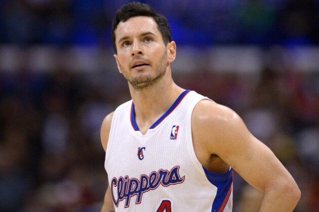 Los Angeles Clippers guard J.J. Redick looks on during the second half of an NBA basketball game against the Washington Wizards, Wednesday, Jan. 29, 2014, in  Los Angeles. (AP Photo/Mark J. Terrill)