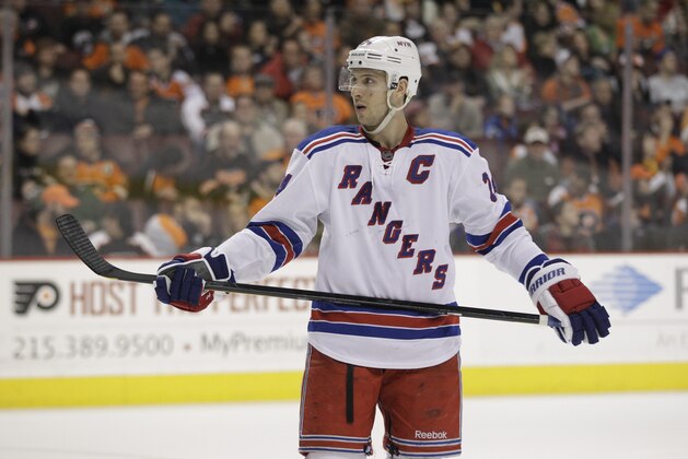 New York Rangers' Ryan Callahan during an NHL hockey game against the Philadelphia Flyers, Saturday, Feb. 11, 2012, in Philadelphia. (AP Photo/Matt Slocum) New York Rangers' Ryan Callahan during an NHL hockey game against the Philadelphia Flyers, Saturday, Feb. 11, 2012, in Philadelphia. (AP Photo/Matt Slocum)