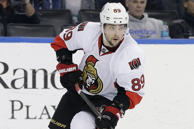 Ottawa Senators left wing Cory Conacher (89) skates against the Tampa Bay Lightning during the third period of an NHL hockey game Thursday, Jan. 23, 2014, in Tampa, Fla. (AP Photo/Chris O'Meara)
