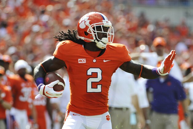 Clemson wide receiver Sammy Watkins (2) runs for a touchdown during the first half of an NCAA college football game against Wake Forest, Saturday, Sept. 28, 2013, in Clemson, S.C. (AP Photo/Rainier Ehrhardt)