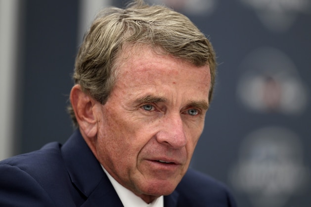 PGA Tour Commissioner Tim Finchem answers a question during a news conference for the AT&T National golf tournament at Aronimink Golf Club in Newtown Square, Pa., Wednesday, June 30, 2010. (AP Photo/Rob Carr)
