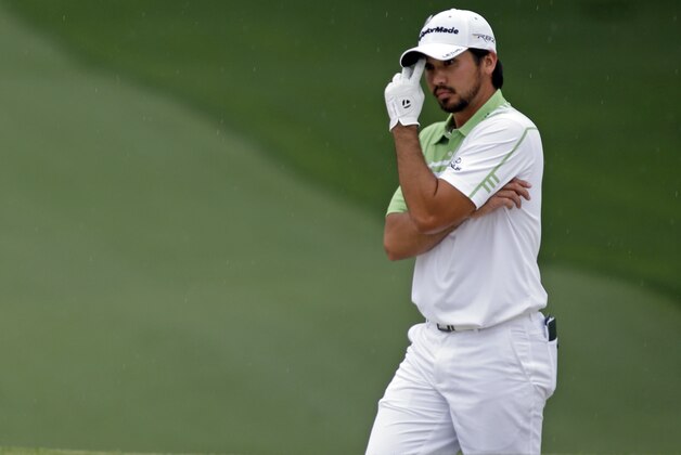 Jason Day, of Australia, waits to hit out of a bunker on the seventh hole during the fourth round of the Masters golf tournament Sunday, April 14, 2013, in Augusta, Ga. (AP Photo/David J. Phillip)