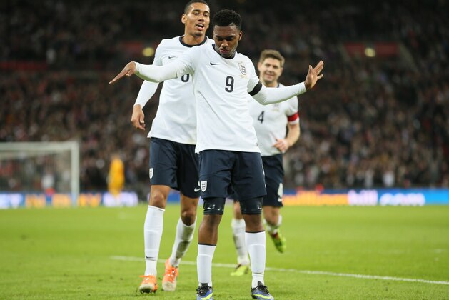 England's Daniel Sturridge celebrates after scoring the opening goal during the international friendly soccer match between England and Denmark at Wembley stadium in London Wednesday, March 5, 2014. (AP Photo/Alastair Grant) England's Daniel Sturridge celebrates after scoring the opening goal during the international friendly soccer match between England and Denmark at Wembley stadium in London Wednesday, March 5, 2014. (AP Photo/Alastair Grant)