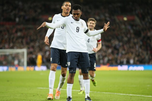 England's Daniel Sturridge celebrates after scoring the opening goal during the international friendly soccer match between England and Denmark at Wembley stadium in London Wednesday, March 5, 2014. (AP Photo/Alastair Grant) England's Daniel Sturridge celebrates after scoring the opening goal during the international friendly soccer match between England and Denmark at Wembley stadium in London Wednesday, March 5, 2014. (AP Photo/Alastair Grant)
