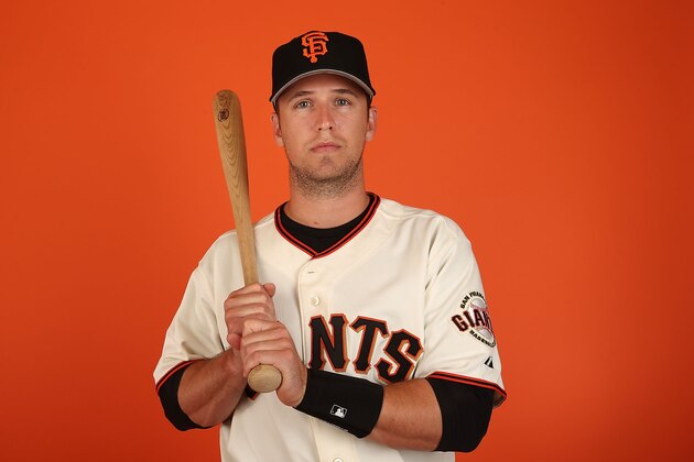 SCOTTSDALE, AZ - FEBRUARY 23:  Buster Posey #28 of the San Francisco Giants poses for a portrait during the spring training photo day at Scottsdale Stadium on Febuary 23, 2014 in Scottsdale, Arizona.  (Photo by Christian Petersen/Getty Images)