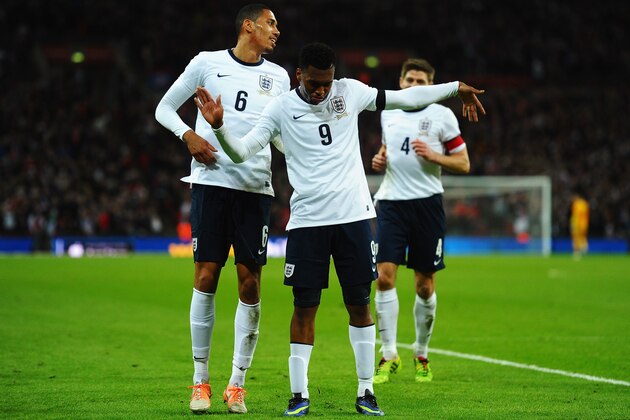LONDON, ENGLAND - MARCH 05: Daniel Sturridge of England celebrates his goal during the International Friendly match between England and Denmark at Wembley Stadium on March 5, 2014 in London, England. (Photo by Laurence Griffiths/Getty Images) LONDON, ENGLAND - MARCH 05: Daniel Sturridge of England celebrates his goal during the International Friendly match between England and Denmark at Wembley Stadium on March 5, 2014 in London, England. (Photo by Laurence Griffiths/Getty Images)
