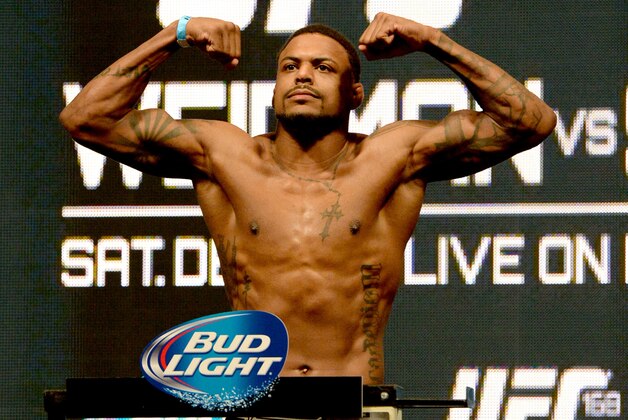 Dec 27, 2013; Las Vegas, NV, USA;   Michael Johnson weighs-in for his UFC Lightweight Bout on December 28 at the MGM Grand Garden Arena. Mandatory Credit: Jayne Kamin-Oncea-USA TODAY Sports