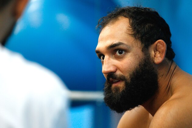 PANTEGO, TX - OCTOBER 28:  Mixed martial arts fighter Johny Hendricks looks on during a workout at Velociti Fitness on October 28, 2013 in Pantego, Texas.  (Photo by Sarah Glenn/Getty Images)