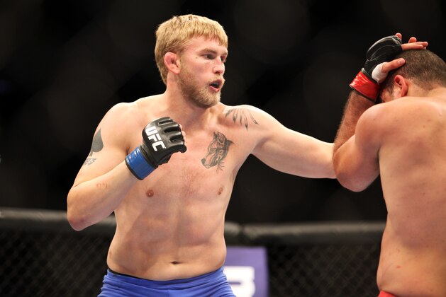 Alexander Gustafsson, left, in action against Mauricio