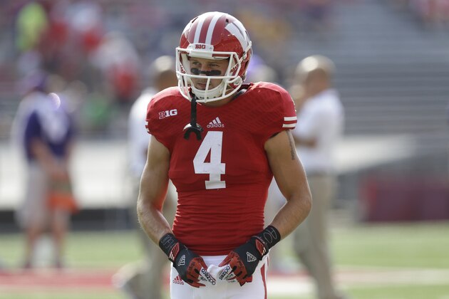 Wisconsin's Jared Abbrederis before an NCAA college football game against Tennessee Tech Saturday, Sept. 7, 2013, in Madison, Wis. (AP Photo/Morry Gash)