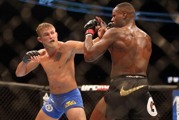 Sep 21, 2013; Toronto, Ontario, CAN; Alexander Gustafsson (left) fights Jon Jones during their Light Heavyweight Championship bout at UFC 165 at the Air Canada Centre. Mandatory Credit: Tom Szczerbowski-USA TODAY Sports