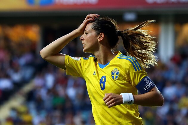 GOTHENBURG, SWEDEN - JULY 24:  Lotta Schelin of Sweden reacts during the UEFA Women's Euro 2013 semi final match between Sweden and Germany at Gamla Ullevi on July 24, 2013 in Gothenburg, Sweden.  (Photo by Martin Rose/Getty Images)