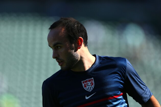 LOS ANGELES, CA - FEBRUARY 01: Landon Donovan #10 of the USA warms up prior to their international friendly match against the Korea Republic at StubHub Center on February 1, 2014 in Los Angeles, California. The USA defeated the Korea Republic 2-0. (Photo by Victor Decolongon/Getty Images) LOS ANGELES, CA - FEBRUARY 01: Landon Donovan #10 of the USA warms up prior to their international friendly match against the Korea Republic at StubHub Center on February 1, 2014 in Los Angeles, California. The USA defeated the Korea Republic 2-0. (Photo by Victor Decolongon/Getty Images)