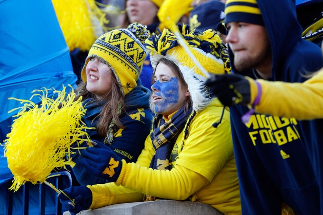 ANN ARBOR, MI - NOVEMBER 30: Michigan Wolverines fans look on against the Ohio State Buckeyes during a game at Michigan Stadium on November 30, 2013 in Ann Arbor, Michigan.  (Photo by Gregory Shamus/Getty Images)
