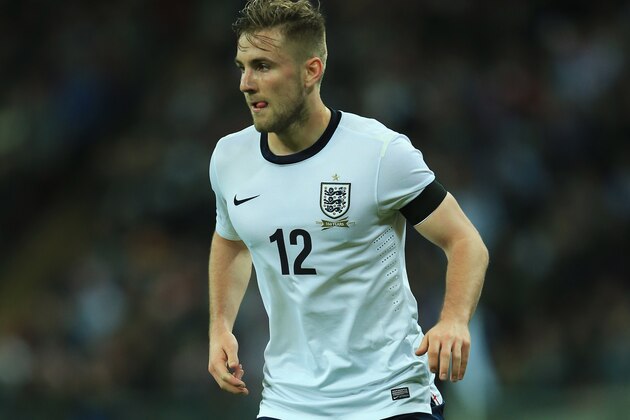 LONDON, ENGLAND - MARCH 05:  Luke Shaw of England in action during the International Friendly match between England and Denmark at Wembley Stadium on March 5, 2014 in London, England.  (Photo by Richard Heathcote/Getty Images)