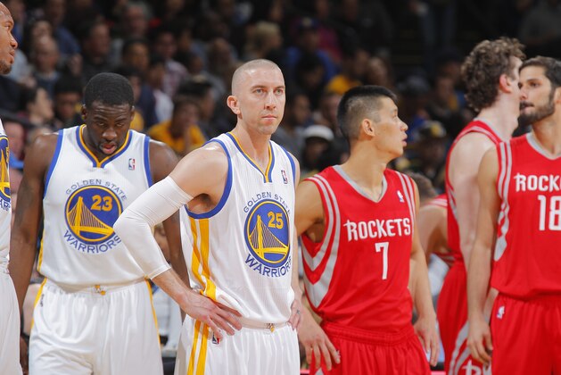 OAKLAND, CA - FEBRUARY 20: Steve Blake #25 of the Golden State Warriors in a game against the Houston Rockets on February 20, 2014 at Oracle Arena in Oakland, California. NOTE TO USER: User expressly acknowledges and agrees that, by downloading and or using this photograph, user is consenting to the terms and conditions of Getty Images License Agreement. Mandatory Copyright Notice: Copyright 2014 NBAE (Photo by Rocky Widner/NBAE via Getty Images)