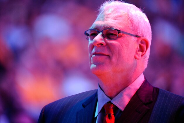 LOS ANGELES, CA - MAY 02:  Head coach Phil Jackson of the Los Angeles Lakers looks on during the national anthem before the Lakers take on the Dallas Mavericks in Game One of the Western Conference Semifinals in the 2011 NBA Playoffs at Staples Center on May 2, 2011 in Los Angeles, California. NOTE TO USER: User expressly acknowledges and agrees that, by downloading and or using this photograph, User is consenting to the terms and conditions of the Getty Images License Agreement.  (Photo by Kevork Djansezian/Getty Images)
