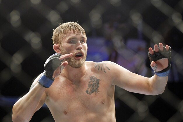 Dec 8, 2012, Seattle, WA, USA; Alexander Gustafsson fights Mauricio Rua (not pictured) during their light heavyweight bout at MMA on FOX 5 at Key Arena. Mandatory Credit: Joe Nicholson-USA TODAY Sports