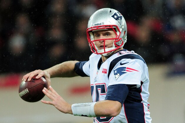 LONDON, ENGLAND - OCTOBER 28:  Ryan Mallett #15 of the New England Patriots in action during the NFL International Series match between the New England Patriots and the St. Louis Rams at Wembley Stadium on October 28, 2012 in London, England.  (Photo by Jamie McDonald/Getty Images)