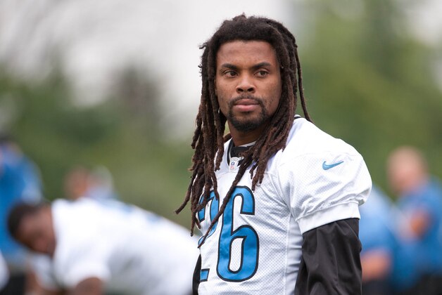 Jul 27, 2013; Allen Park, MI, USA; Detroit Lions safety Louis Delmas (26) during training camp at the Detroit Lions training facility. Mandatory Credit: Tim Fuller-USA TODAY Sports
