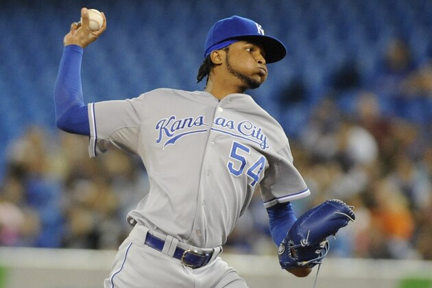 TORONTO, CANADA - AUGUST 30: Ervin Santana #54 of the Kansas City Royals pitches against the Toronto Blue Jays August 30, 2013 at Rogers Centre in Toronto, Ontario, Canada. (Photo by Brad White/Getty Images) TORONTO, CANADA - AUGUST 30: Ervin Santana #54 of the Kansas City Royals pitches against the Toronto Blue Jays August 30, 2013 at Rogers Centre in Toronto, Ontario, Canada. (Photo by Brad White/Getty Images)