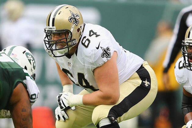 EAST RUTHERFORD, NJ - NOVEMBER 03: Zach Strief #64 of the New Orleans Saints in action against the New York Jets during their game at MetLife Stadium on November 3, 2013 in East Rutherford, New Jersey. (Photo by Al Bello/Getty Images) EAST RUTHERFORD, NJ - NOVEMBER 03: Zach Strief #64 of the New Orleans Saints in action against the New York Jets during their game at MetLife Stadium on November 3, 2013 in East Rutherford, New Jersey. (Photo by Al Bello/Getty Images)