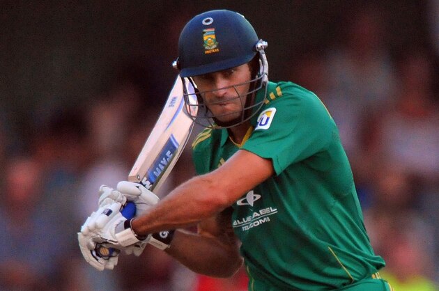 EAST LONDON, SOUTH AFRICA - DECEMBER 23:   far du Plessis of South Africa about to drive a delivery during the 2nd T20 match between South Africa and New Zealand at Buffalo Park on December 23, 2012 in East London, South Africa.  (Photo by Duif du Toit/Gallo Images/Getty Images)