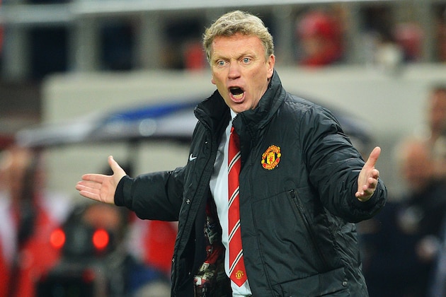 PIRAEUS, GREECE - FEBRUARY 25:  Manchester United manager David Moyes reacts on the touchline during the UEFA Champions League Round of 16 first leg match between Olympiacos FC and Manchester United at Karaiskakis Stadium on February 25, 2014 in Piraeus, Greece.  (Photo by Michael Regan/Getty Images)