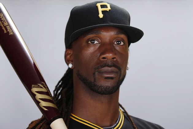 This is a 2014 photo of Andrew McCutchen of the Pittsburgh Pirates baseball team. This image reflects the Pirates active roster as of Friday, Feb. 21, 2014 when this image was taken at spring training in Bradenton, Fla. (AP Photo/Gene J. Puskar)