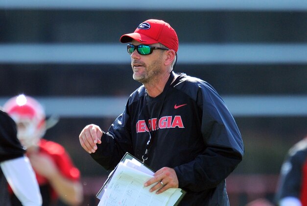 Aug 1, 2013; Athens, GA, USA; Georgia Bulldogs offensive coordinator Mike Bobo shown during practice at the University of Georgia. Mandatory Credit: Dale Zanine-USA TODAY Sports