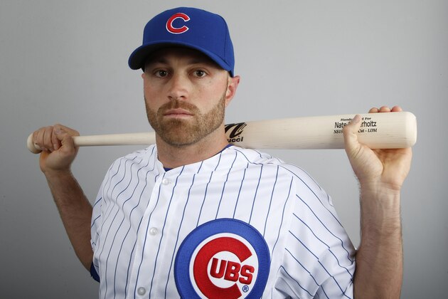 This is a 2014 photo of Nate Schierholtz of the Chicago Cubs baseball team.  This image reflects the Cubs active roster as of Monday, Feb. 24, 2014, when this image was taken. (AP Photo/Ross D. Franklin)