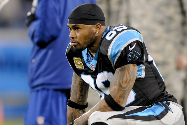 Carolina Panthers wide receiver Steve Smith (89) is shown before the start of an NFL football game against the New England Patriots in Charlotte, NC, Monday, Nov. 18, 2013. (AP Photo/Mike McCarn)