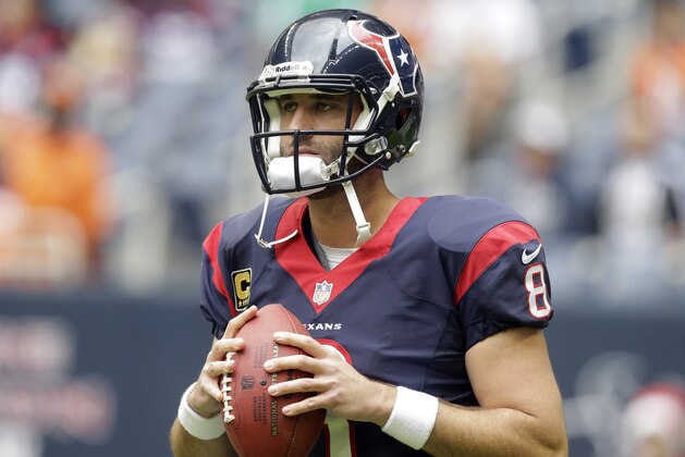 Houston Texans' Matt Schaub before an NFL football game against the Denver Broncos, Sunday, Dec. 22, 2013, in Houston. (AP Photo/Patric Schneider)