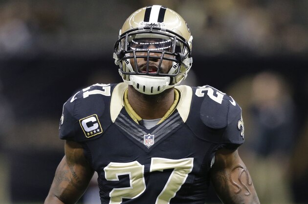New Orleans Saints free safety Malcolm Jenkins (27) warms up before an NFL football game against the Tampa Bay Buccaneers in New Orleans, Sunday, Dec. 29, 2013. (AP Photo/Bill Haber)