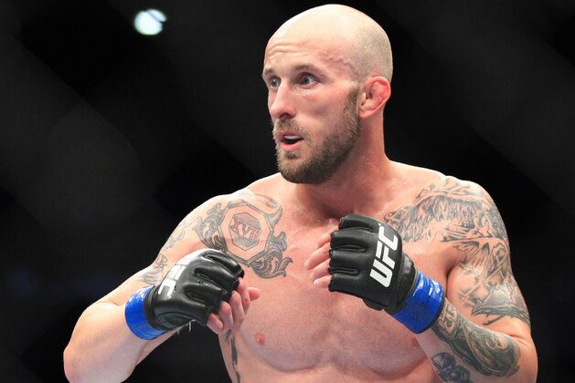 Aug 27, 2013; Indianapolis, IN, USA; Bubba McDaniel fights Brad Tavares (not pictured) during a UFC match at Bankers Life Fieldhouse. Mandatory Credit: Pat Lovell-USA TODAY Sports