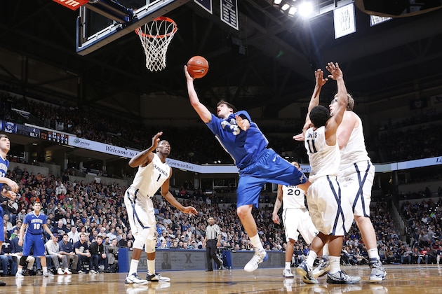CINCINNATI, OH - MARCH 1: Doug McDermott #3 of the Creighton Bluejays drives to the basket against the Xavier Musketeers during the game at Cintas Center on March 1, 2014 in Cincinnati, Ohio. Xavier won the game 75-69. (Photo by Joe Robbins/Getty Images)