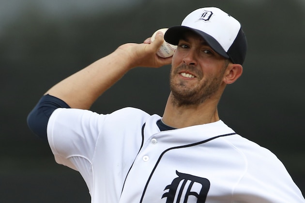Detroit Tigers starting pitcher Rick Porcello warms up before the second inning of an exhibition baseball game against the Pittsburgh Pirates in Lakeland, Fla., Tuesday, March 4, 2014. The Pirates won 5-2. (AP Photo/Gene J. Puskar) Detroit Tigers starting pitcher Rick Porcello warms up before the second inning of an exhibition baseball game against the Pittsburgh Pirates in Lakeland, Fla., Tuesday, March 4, 2014. The Pirates won 5-2. (AP Photo/Gene J. Puskar)