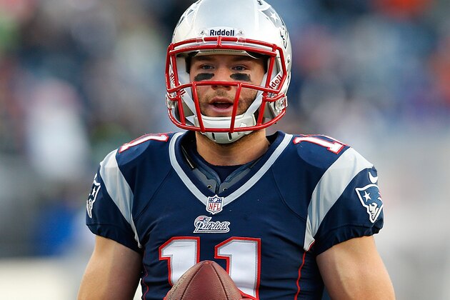 FOXBORO, MA - NOVEMBER 18: Julian Edelman #11 of the New England Patriots catches a pass before a game against  the Indianapolis Colts at Gillette Stadium on November 18, 2012 in Foxboro, Massachusetts. (Photo by Jim Rogash/Getty Images)