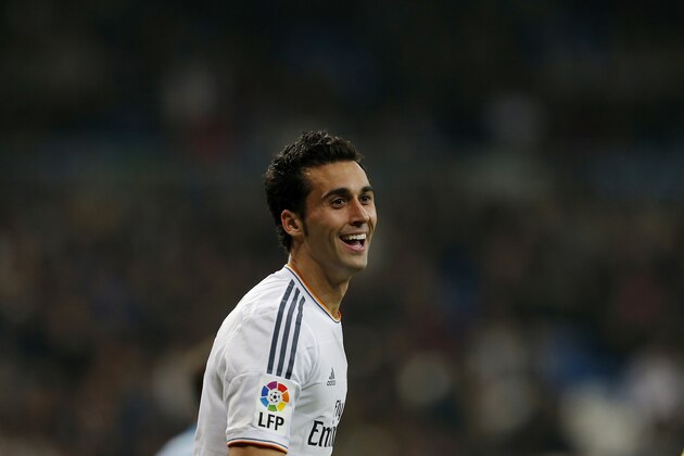 Real's Alvaro Arbeloa smiles during a Copa del Rey soccer match between Real Madrid and third-division club Xativa Olimpic at the Bernabeu stadium in Madrid, Wednesday Dec. 2013. (AP Photo/Paul White)