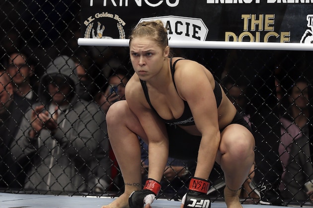 Ronda Rousey prepares for a UFC 170 mixed martial arts women's bantamweight title fight against Sara McMann on Saturday, Feb. 22, 2014, in Las Vegas. (AP Photo/Isaac Brekken) Ronda Rousey prepares for a UFC 170 mixed martial arts women's bantamweight title fight against Sara McMann on Saturday, Feb. 22, 2014, in Las Vegas. (AP Photo/Isaac Brekken)