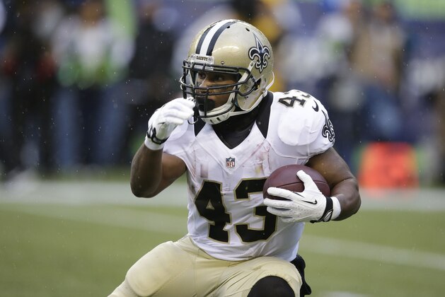 FILE - In this Jan. 11, 2014, file photo, New Orleans Saints running back Darren Sproles runs against the Seattle Seahawks during an NFC divisional playoff NFL football game in Seattle. The Philadelphia Eagles were eager to let the world know about the addition of the 30-year-old Sproles, who figures to be a threat as a receiver, runner, returner and in pass protection against blitzers. (AP Photo/Elaine Thompson, File) FILE - In this Jan. 11, 2014, file photo, New Orleans Saints running back Darren Sproles runs against the Seattle Seahawks during an NFC divisional playoff NFL football game in Seattle. The Philadelphia Eagles were eager to let the world know about the addition of the 30-year-old Sproles, who figures to be a threat as a receiver, runner, returner and in pass protection against blitzers. (AP Photo/Elaine Thompson, File)