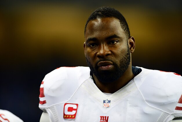 Dec 22, 2013; Detroit, MI, USA; New York Giants defensive end Justin Tuck (91) against the Detroit Lions at Ford Field. Mandatory Credit: Andrew Weber-USA TODAY Sports