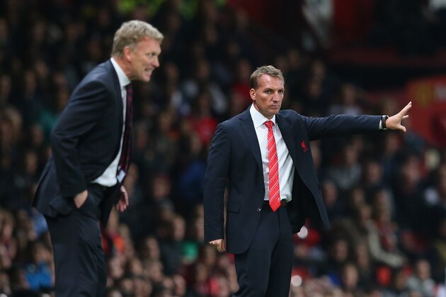 MANCHESTER, ENGLAND - SEPTEMBER 25:  Liverpool Manager Brendan Rodgers gestures during the Capital One Cup Third Round match betwen Manchester United and Liverpool at Old Trafford on September 25, 2013 in Manchester, England.  (Photo by Julian Finney/Getty Images)