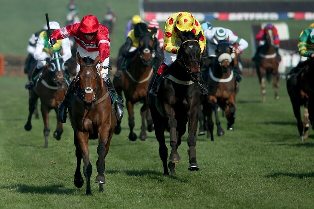 CHELTENHAM, ENGLAND - MARCH 14:  Daryl Jacob rides Lac Fontana to victory in the Vincent O'Brien County Handicap Hurdle on Gold Cup day at the Cheltenham Festival at Cheltenham Racecourse on March 14, 2014 in Cheltenham, England.  (Photo by Andrew Redington/Getty Images)