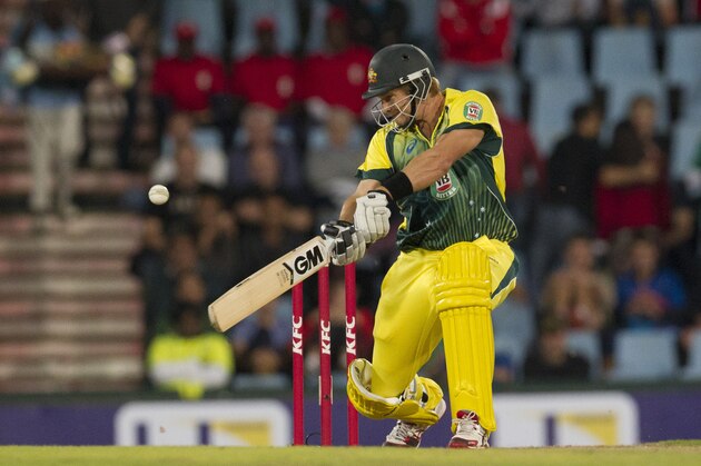 Australia's batsman Shane Watson, plays a shot during their T20 Cricket match against South Africa at Centurion Park in Pretoria, South Africa, Friday, March 14, 2014. (AP Photo/Themba Hadebe)