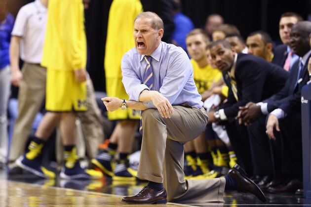 INDIANAPOLIS, IN - MARCH 14: John Beilein the head coach of the Michigan Wolverines gives instructions to his team in the game against the Illinois Fighting Illini during the Quarterfinals of the Big Ten Basketball Tournament at Bankers Life Fieldhouse on March 14, 2014 in Indianapolis, Indiana. (Photo by Andy Lyons/Getty Images) INDIANAPOLIS, IN - MARCH 14: John Beilein the head coach of the Michigan Wolverines gives instructions to his team in the game against the Illinois Fighting Illini during the Quarterfinals of the Big Ten Basketball Tournament at Bankers Life Fieldhouse on March 14, 2014 in Indianapolis, Indiana. (Photo by Andy Lyons/Getty Images)
