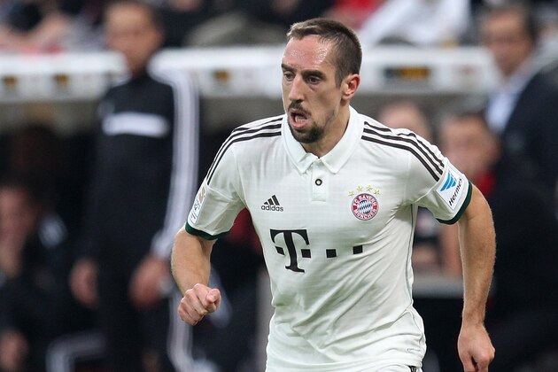 Bayern's Franck Ribery of France kicks the ball during a German first division Bundesliga soccer match between Bayer Leverkusen and Bayern Munich in Leverkusen on Saturday, Oct.5, 2013. (AP Photo/Michael Probst)