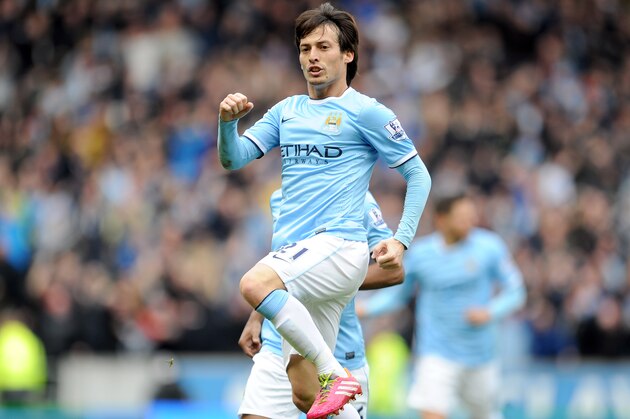 HULL, ENGLAND - MARCH 15: David Silva of Manchester City celebrates after he scores the first goal of the game for his side during the Barclays Premier League match between Hull City and Manchester City at the KC Stadium on March 15, 2014 in Hull, England. (Photo by Clint Hughes/Getty Images) HULL, ENGLAND - MARCH 15: David Silva of Manchester City celebrates after he scores the first goal of the game for his side during the Barclays Premier League match between Hull City and Manchester City at the KC Stadium on March 15, 2014 in Hull, England. (Photo by Clint Hughes/Getty Images)