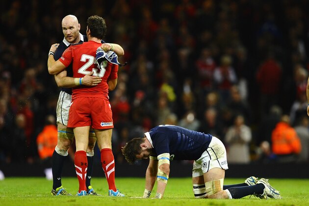 CARDIFF, WALES - MARCH 15: Ryan Wilson of Scotland falls to his knees after a heavy defeat in the RBS Six Nations match between Wales and Scotland at Millennium Stadium on March 15, 2014 in Cardiff, Wales. (Photo by Laurence Griffiths/Getty Images) CARDIFF, WALES - MARCH 15: Ryan Wilson of Scotland falls to his knees after a heavy defeat in the RBS Six Nations match between Wales and Scotland at Millennium Stadium on March 15, 2014 in Cardiff, Wales. (Photo by Laurence Griffiths/Getty Images)