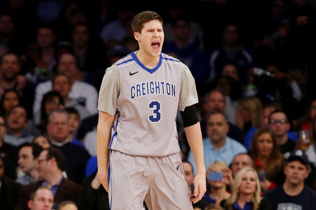 NEW YORK, NY - MARCH 14:  Doug McDermott #3 of the Creighton Bluejays reacts in the first half against the Xavier Musketeers during the Semifinals of the 2014 Men's Big East Basketball Tournament at Madison Square Garden on March 14, 2014 in New York City.  (Photo by Jim McIsaac/Getty Images)